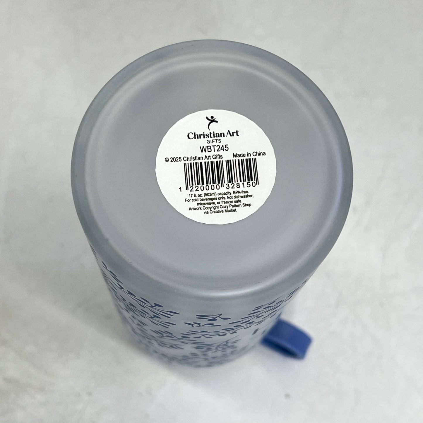 ZA@ CHRISTIAN ART GIFTS Saved by Grace Botanical Glass Water Bottle 19 fl oz  Clear/Lilac WBT245