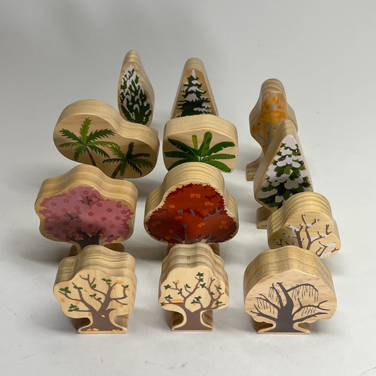 KAPLAN Four Seasons Double Sided Wood Trees Set 12 Piece Set Green 37395