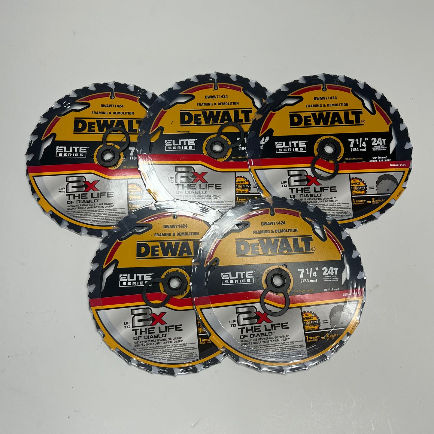 DEWALT (5 PACK) Elite Series Circular Saw Blade Demolition 7 1/4" DWAW|71424