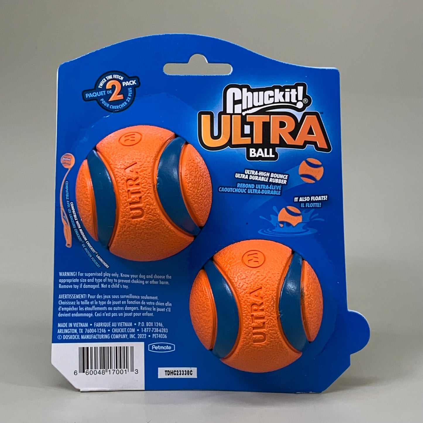 ZA@ CHUCK IT! Durable Ultra Ball (2 PACK, 4 BALLS TOTAL) Bouncy Dog Toy Orange 17001 D