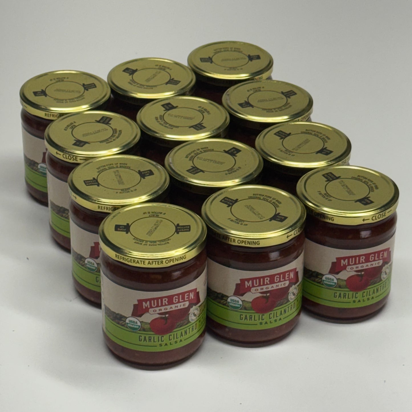 MUIR GLEN (12 PACK) Organic Garlic Cilantro Salsa 16 oz BB 03/28