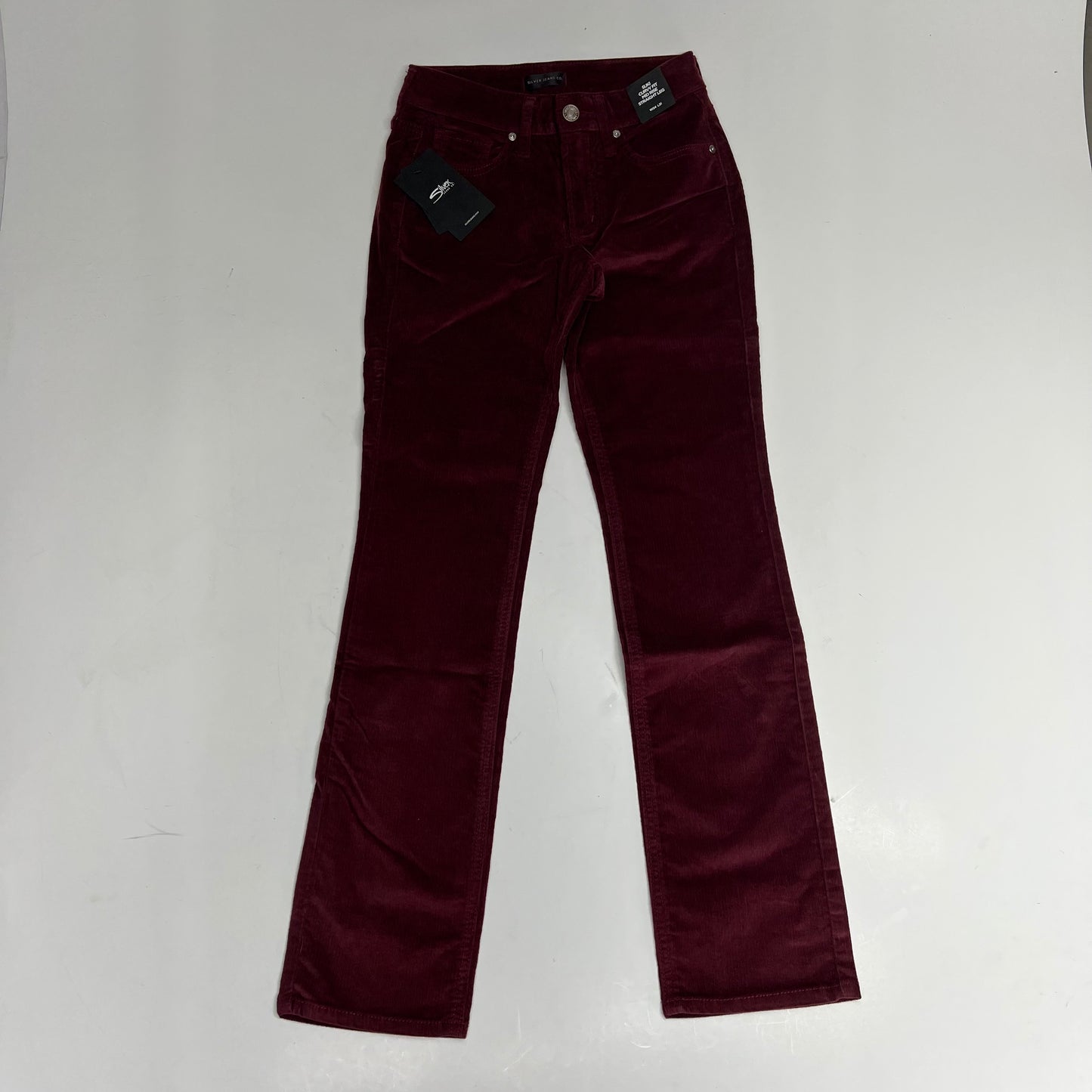 SILVER JEANS CO Suki Curvy Fit Mid Rise Straight Leg Women's Size 24/31 Bordeaux
