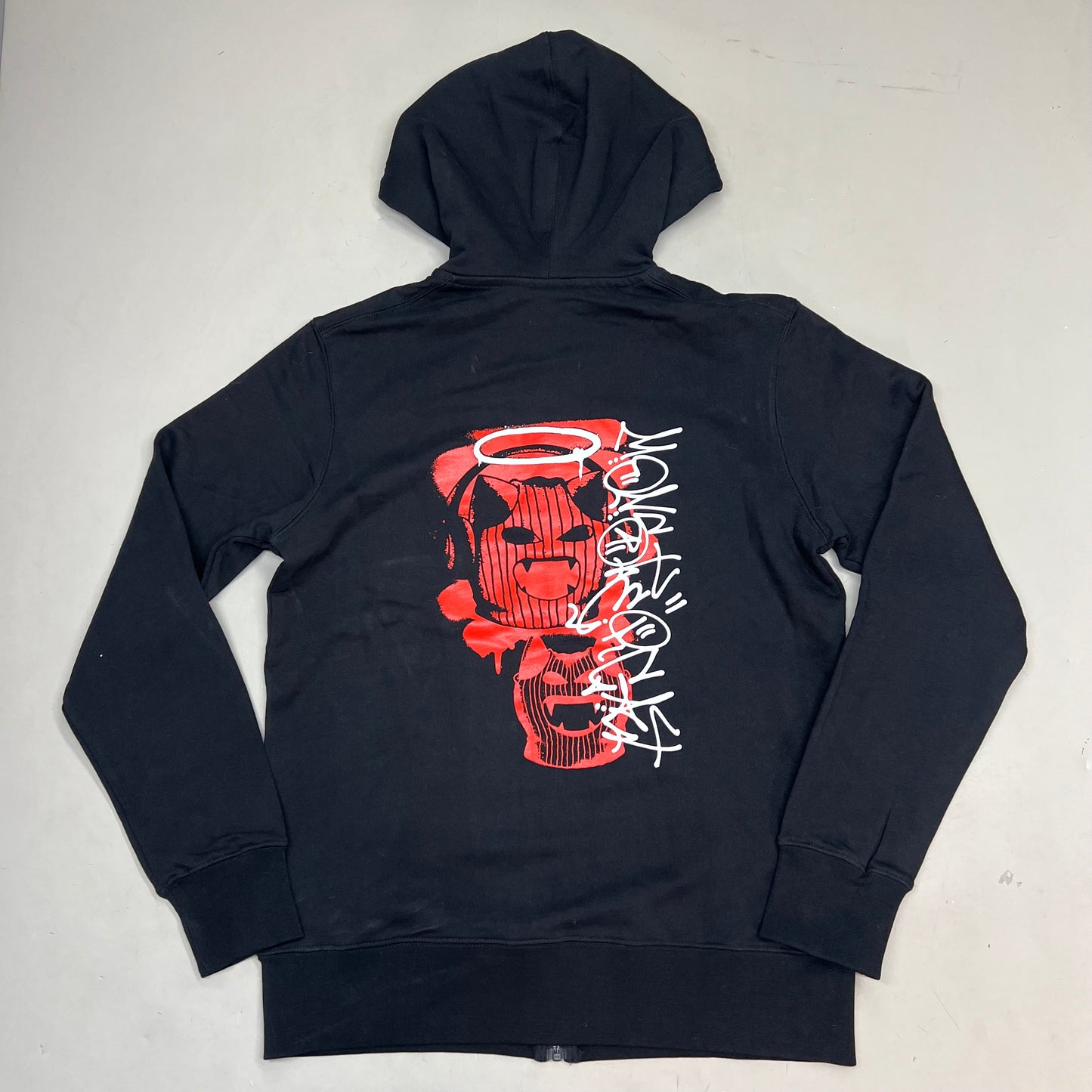 MONSTERCAT Records Full Zip Logo Jacket Ski Mask Cat Men's Sz S Black/Red