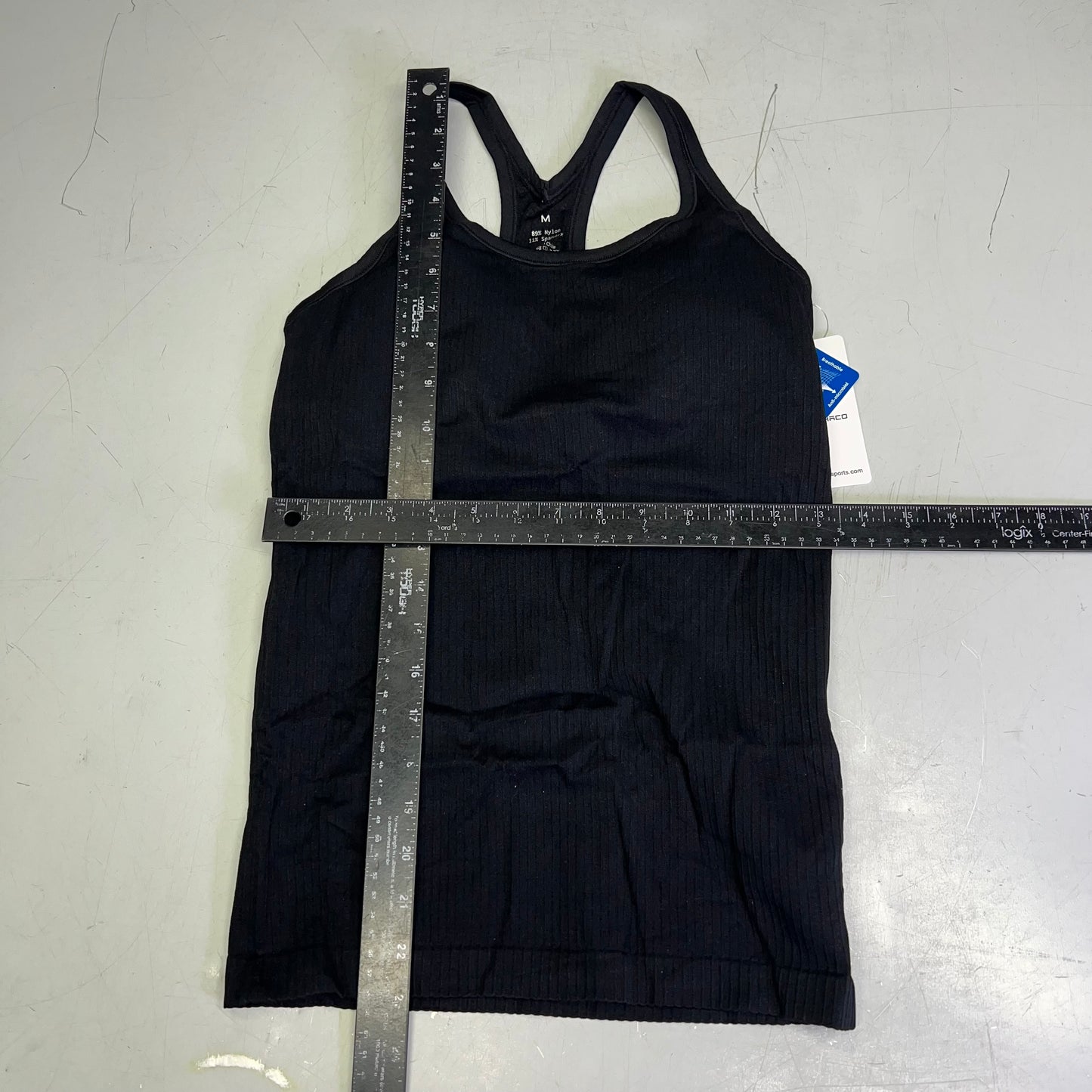 ATTRACO Ribbed Racerback Scoop Neck Athletic Tank Top Women's Sz M Black