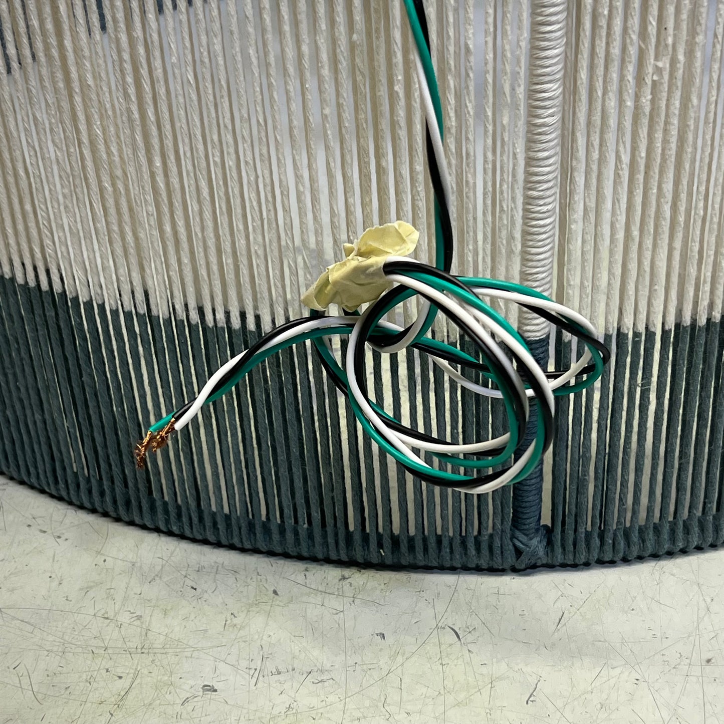 Natural String Wrapped Ceiling Fixture Lighting 24" x 9" Evergreen/White C-258