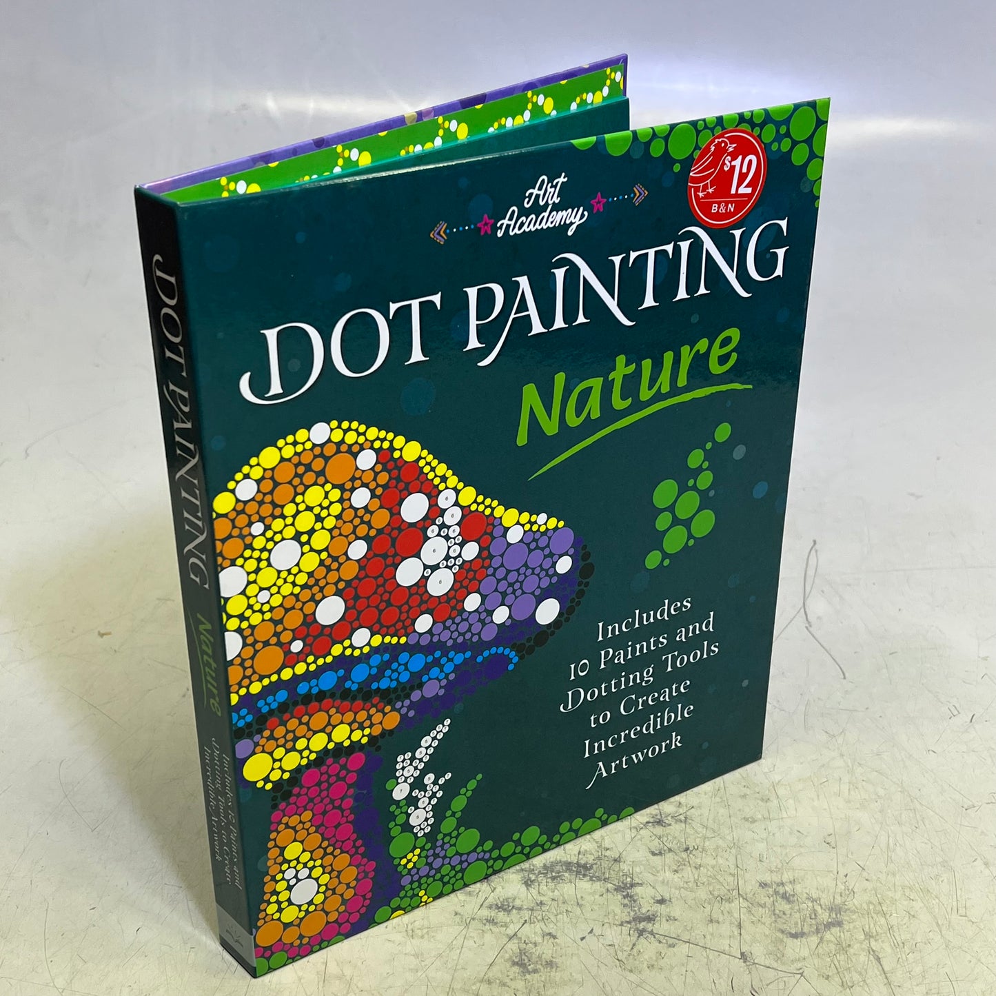 ART ACADEMY Hardback Dot Painting Nature Includes Paints & Tools Book 11"x10"x1"
