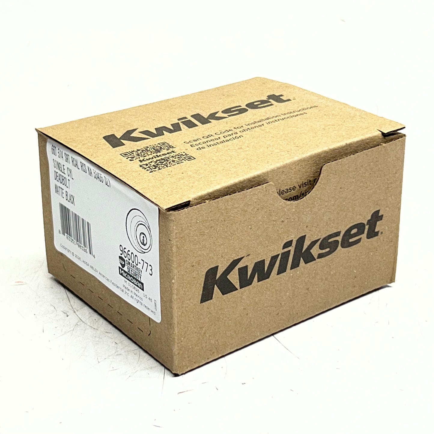KWIKSET 660-514 Smt Rcal Single Cyl Deadbolt, Matte Black 96600-773