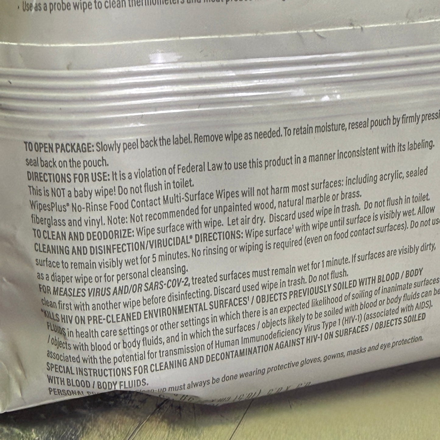 ZA@ WipesPlus No-Rinse Contact Surface Wipes 6 Pack (80 Each, 480 Total) 37608