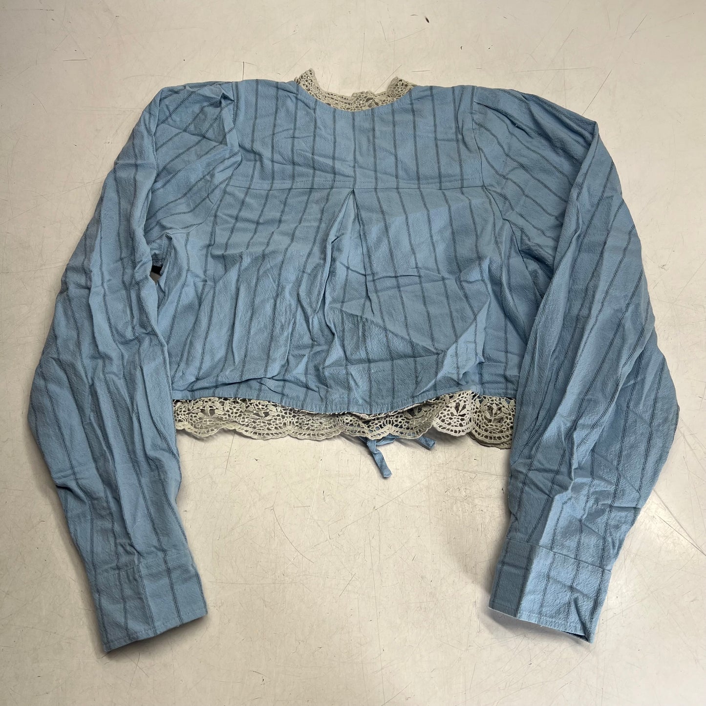 FREE PEOPLE Bali Jude Embroidered Lace Top Women's Sz S Chambray 103467213