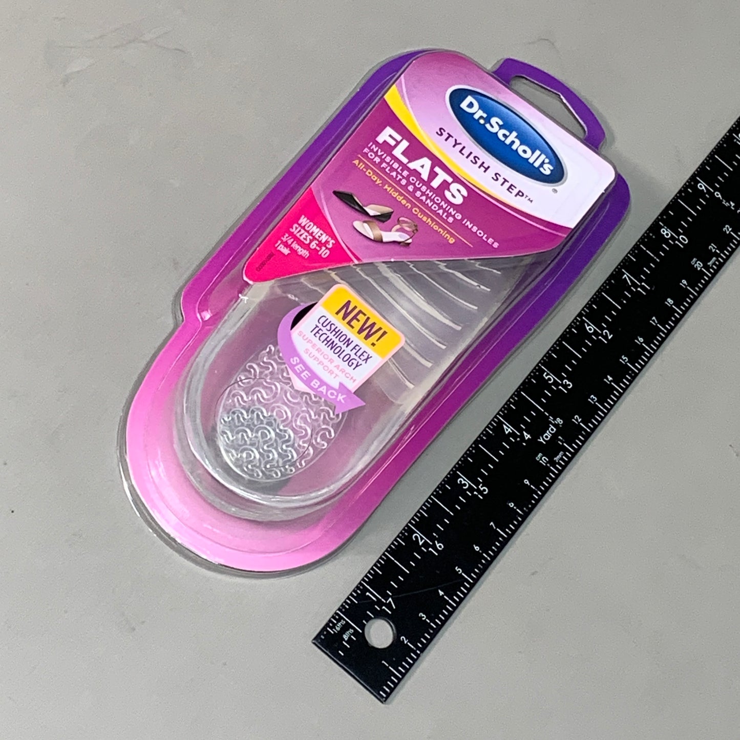 DR. SCHOLL'S 3-PACK! Stylish Step Flats Invisible Cushioning Insoles Sz Wmn's 6-10 (New)