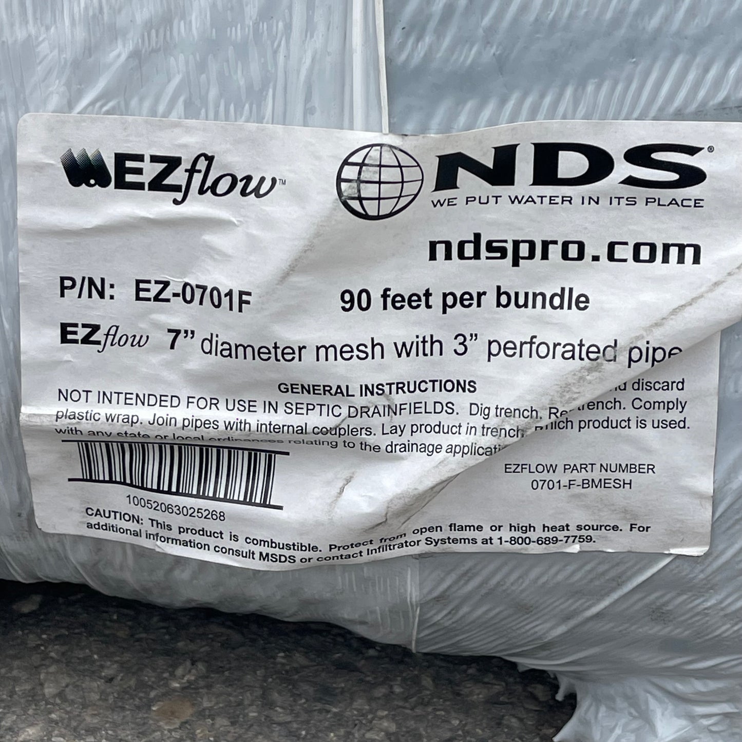 Z@ NDS (9 PACK) French Drain EZ Flow 10'L x 3"ID Black EZ-0701F