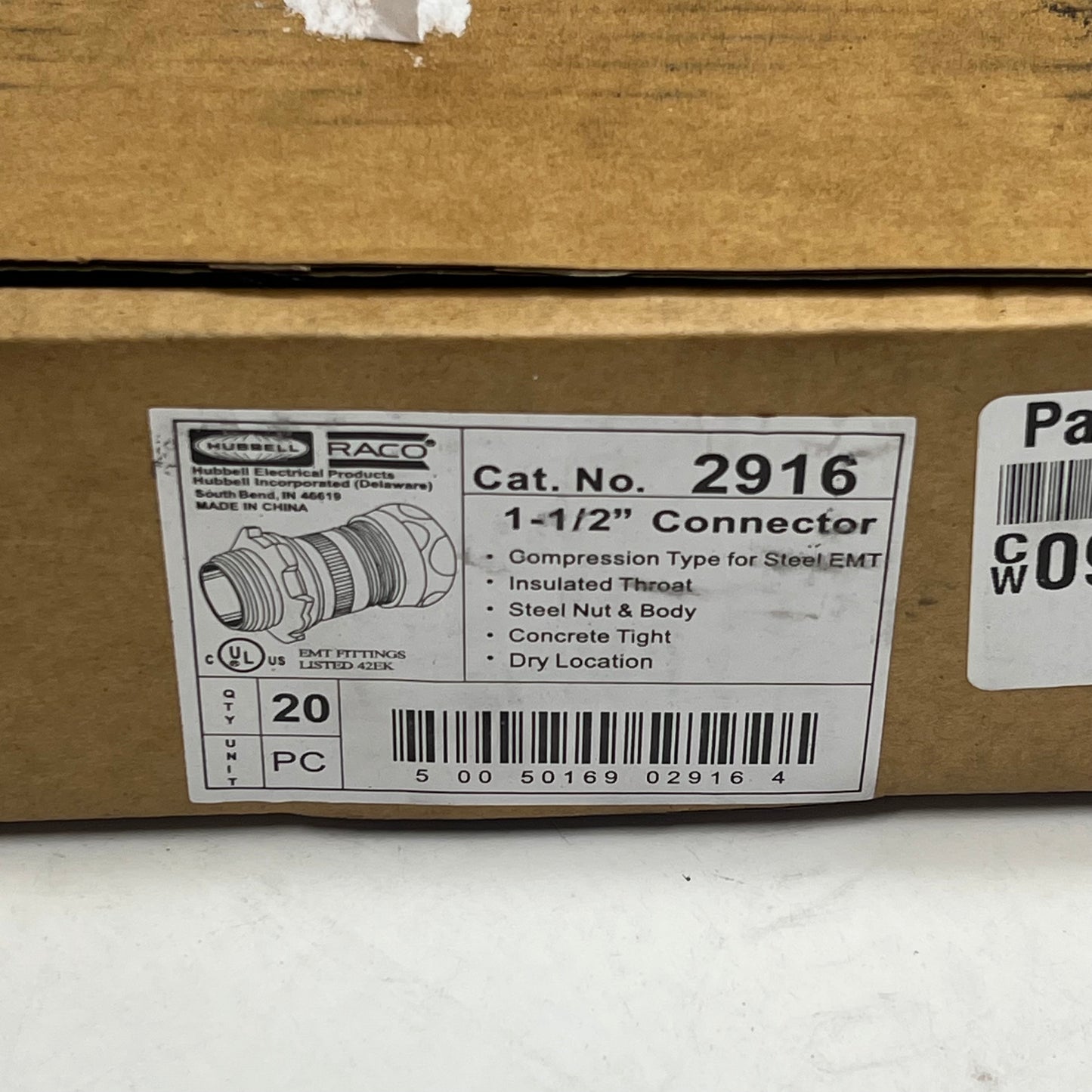 HUBBELL (20 PACK) Compression Connector Insulated Zinc Electroplated 1-1/2" 2916