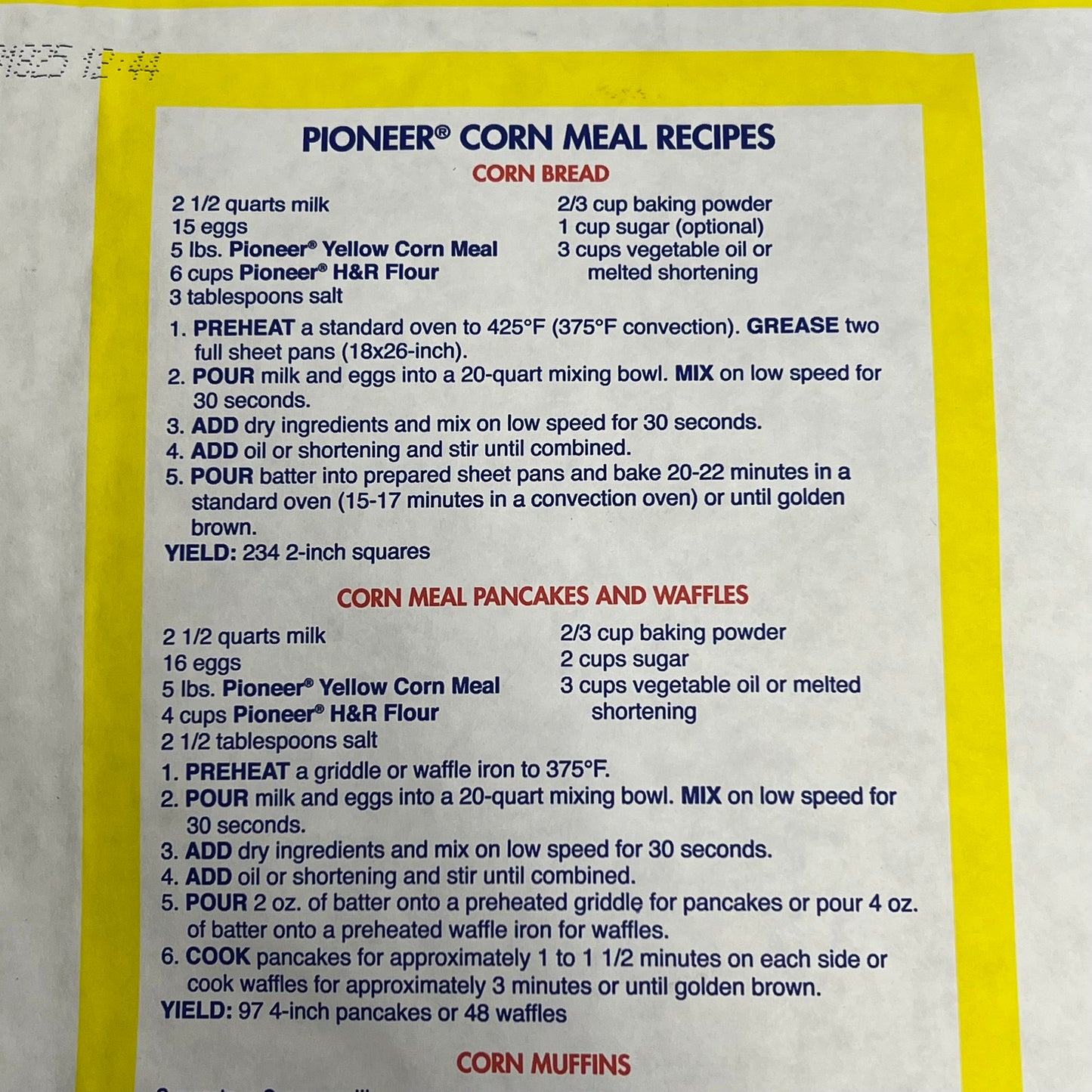 ZA@ PIONEER  Enriched Yellow Corn Meal Ingredient 25 lb Bag Yellow C