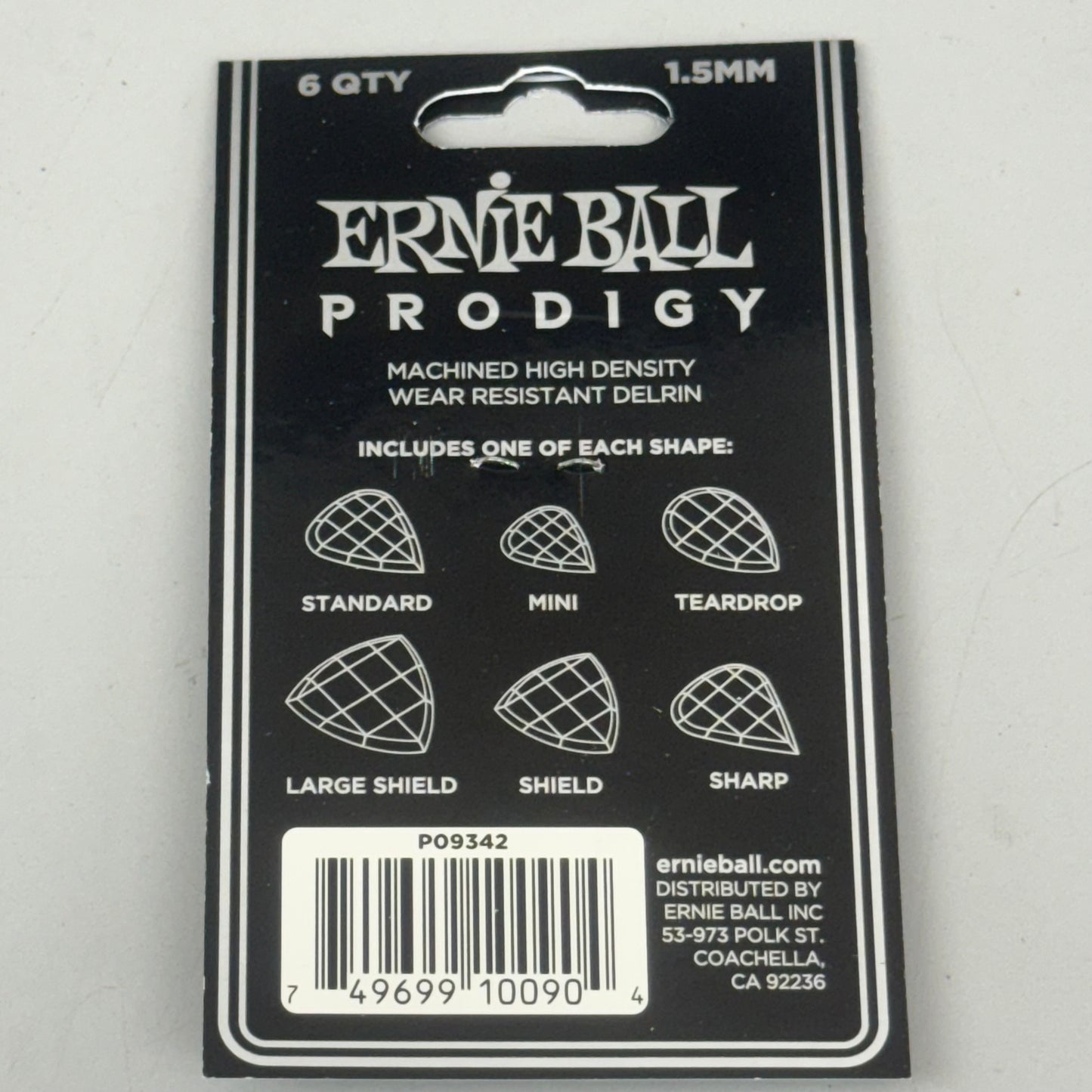 ERNIE BALL PRODIGY (10 Packs of 6) Delrin Black Guitar Picks 1.5 MM P09342