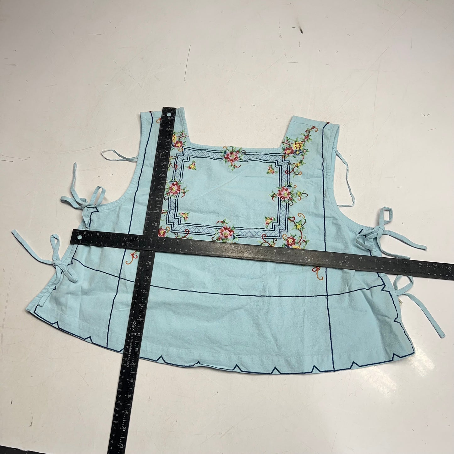 FREE PEOPLE Garden Wall Top Open Sides w/ Double Tie Closure Women's Sz L Blue