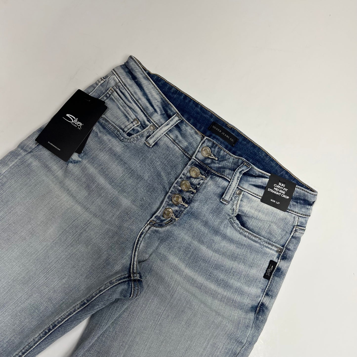 SILVER JEANS CO. Suki Curvy Mid Rise Straight Leg Jeans Women's Sz 29/27 Indigo