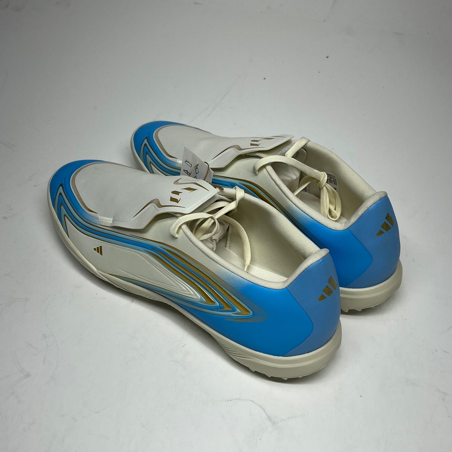 ADIDAS F50 Messi League Turf Soccer Cleats Men's Sz 8.5 Ivory/Blue/Ice Blue