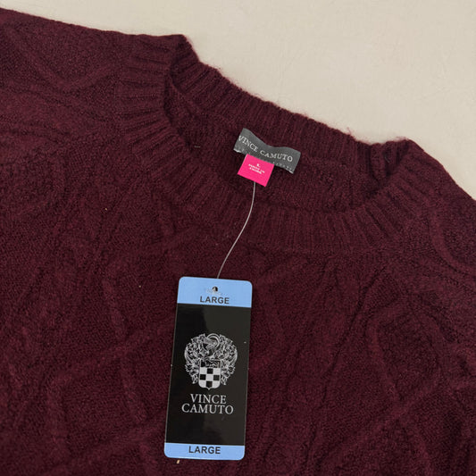 VINCE CAMUTO Cable Knit Sweater Women's Sz-L Wine SC2895