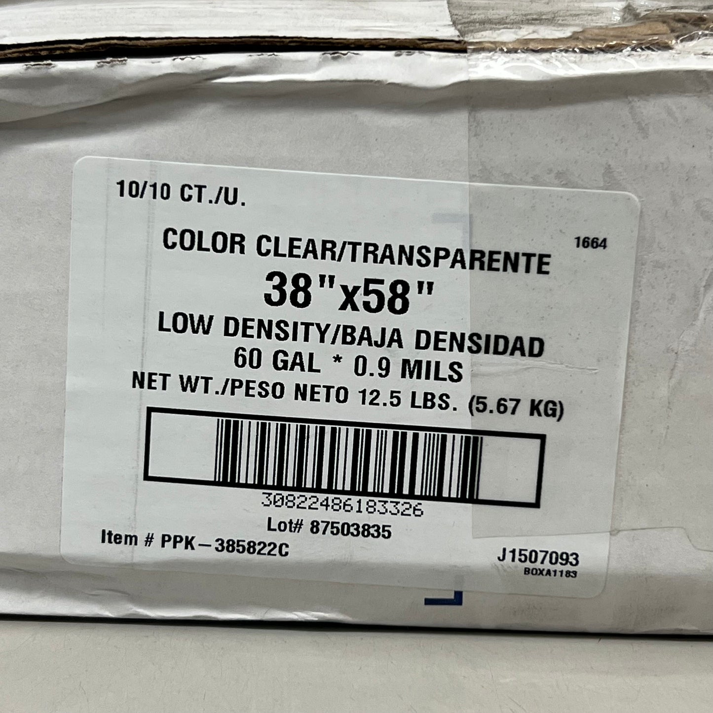 PROPACK (100 Pack) Propack Trash Can Liners 60 gallon bags Transparent PPK-385822C