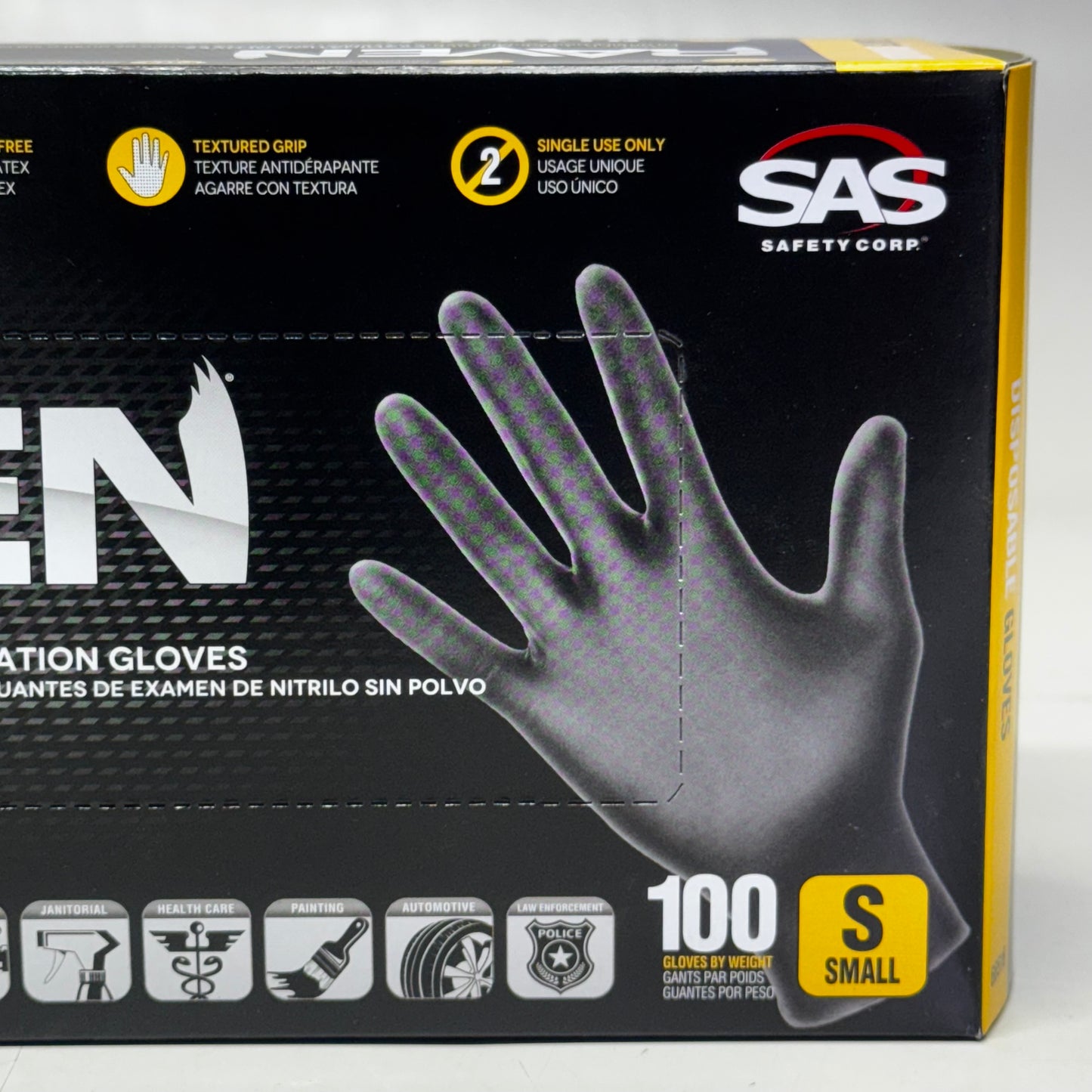 RAVEN (200 Gloves) Powder Free Nitrile Examination Gloves S Black 66516