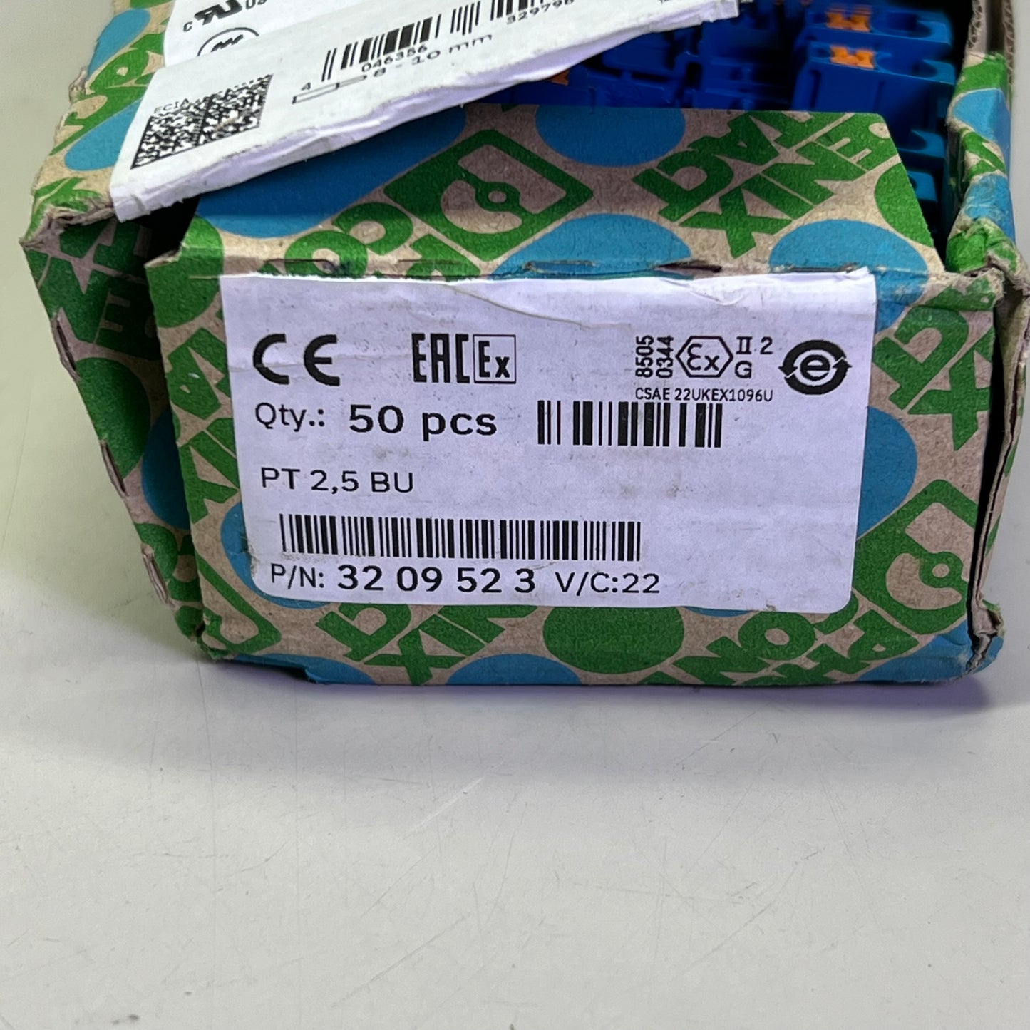 PHOENIX CONTACT Feed Through Terminal Block 1 Deck Level  PT 2.5 BU Blue 3209523