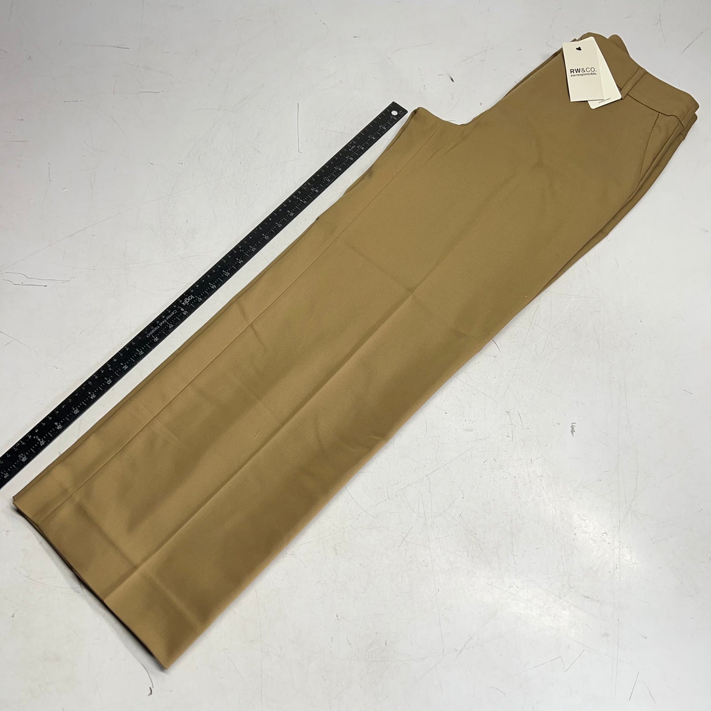 RW & CO High-rise Wide-leg Signature Fit Pant Women's Sz 12 Peanut Butter 493113