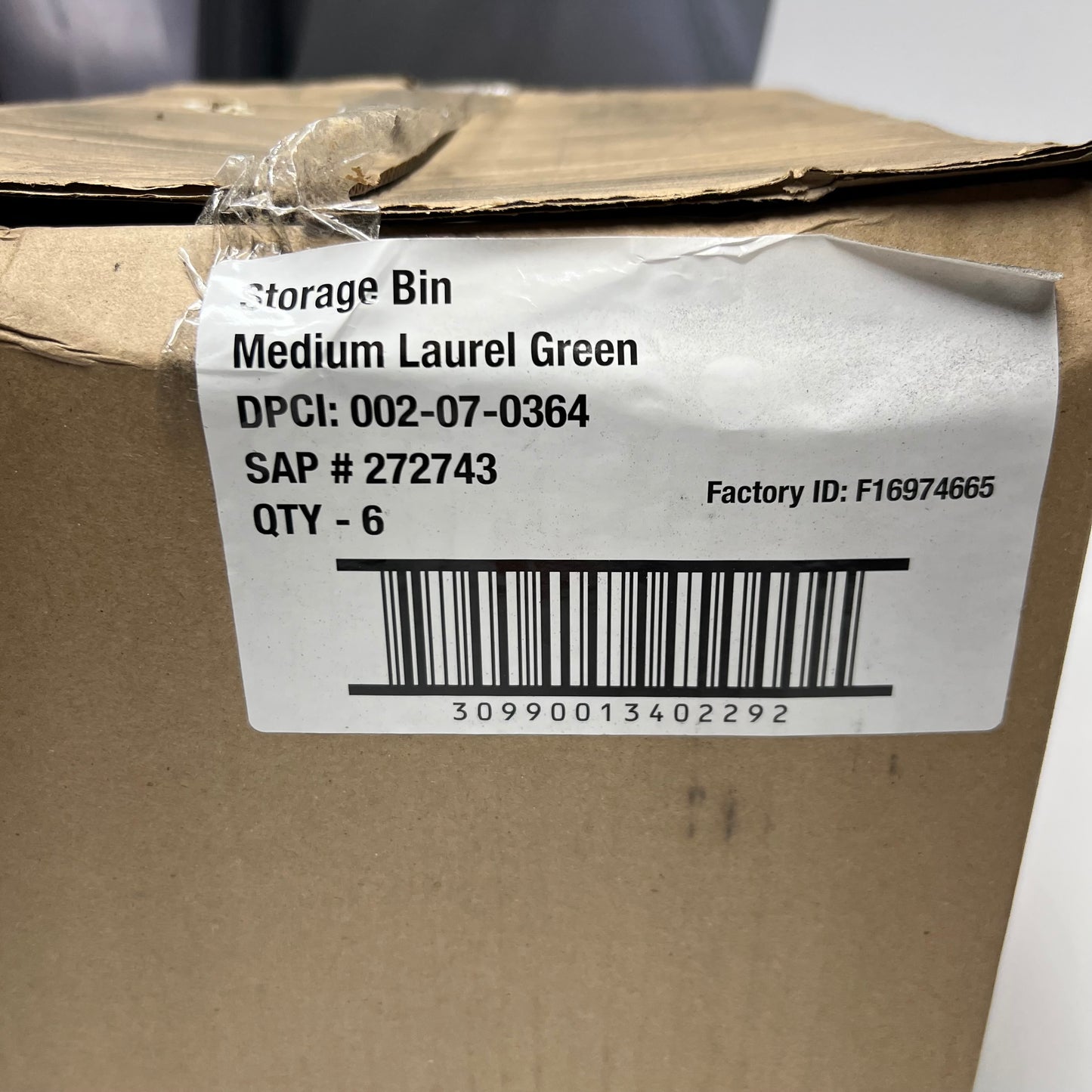 BRIGHTROOM (6 PACK) Storage Bin Medium Laurel Green Sz 14"L x 11"W x 5.5"H - 272743