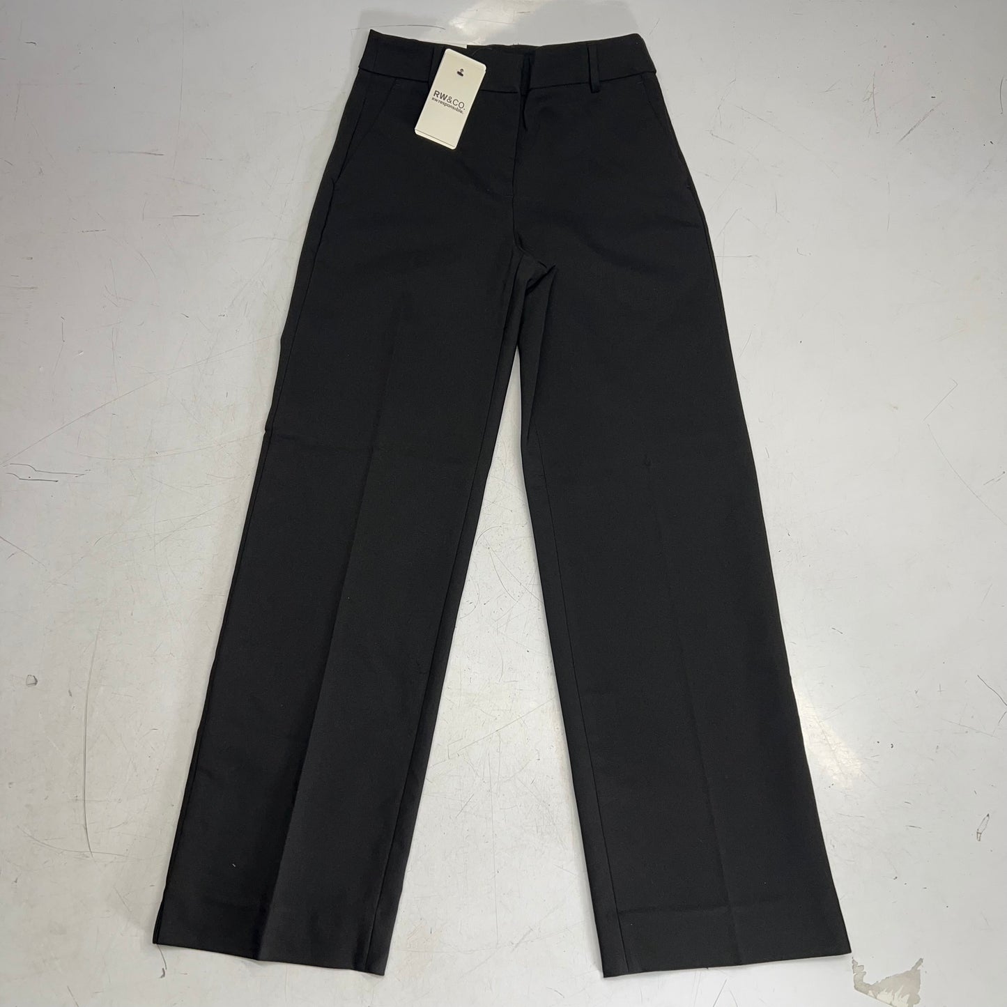 RW & CO Mid-rise Long Straight Leg Trousers  Women's Sz 2 Black 489621