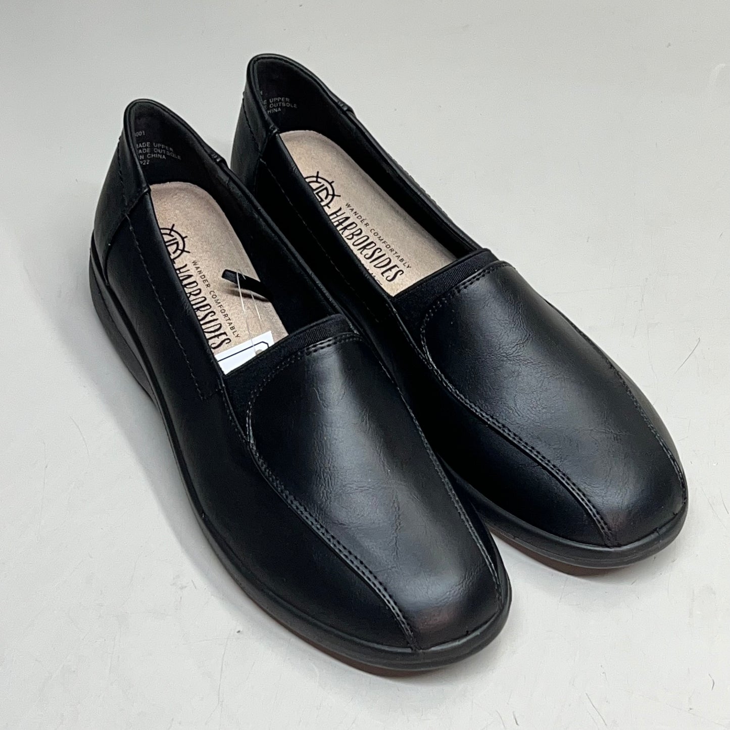 HARBORSIDES Noel Memory Foam Slip On Shoes Faux Leather Women's Sz 8.5 Black