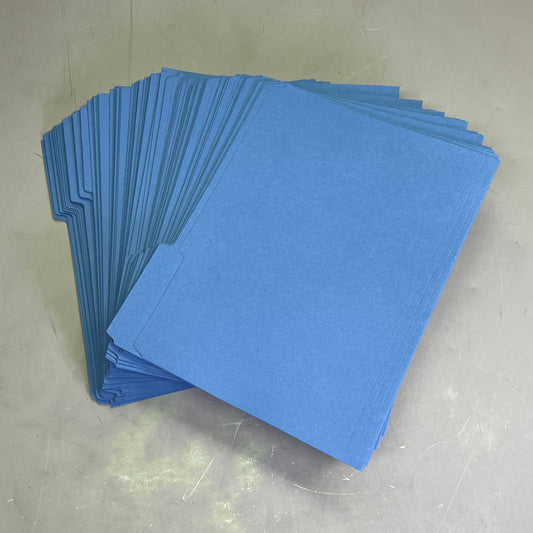 SMEAD (100 PACK) Color File Folders W/ Reinforcement Tabs 1/3 Cut Blue 12034