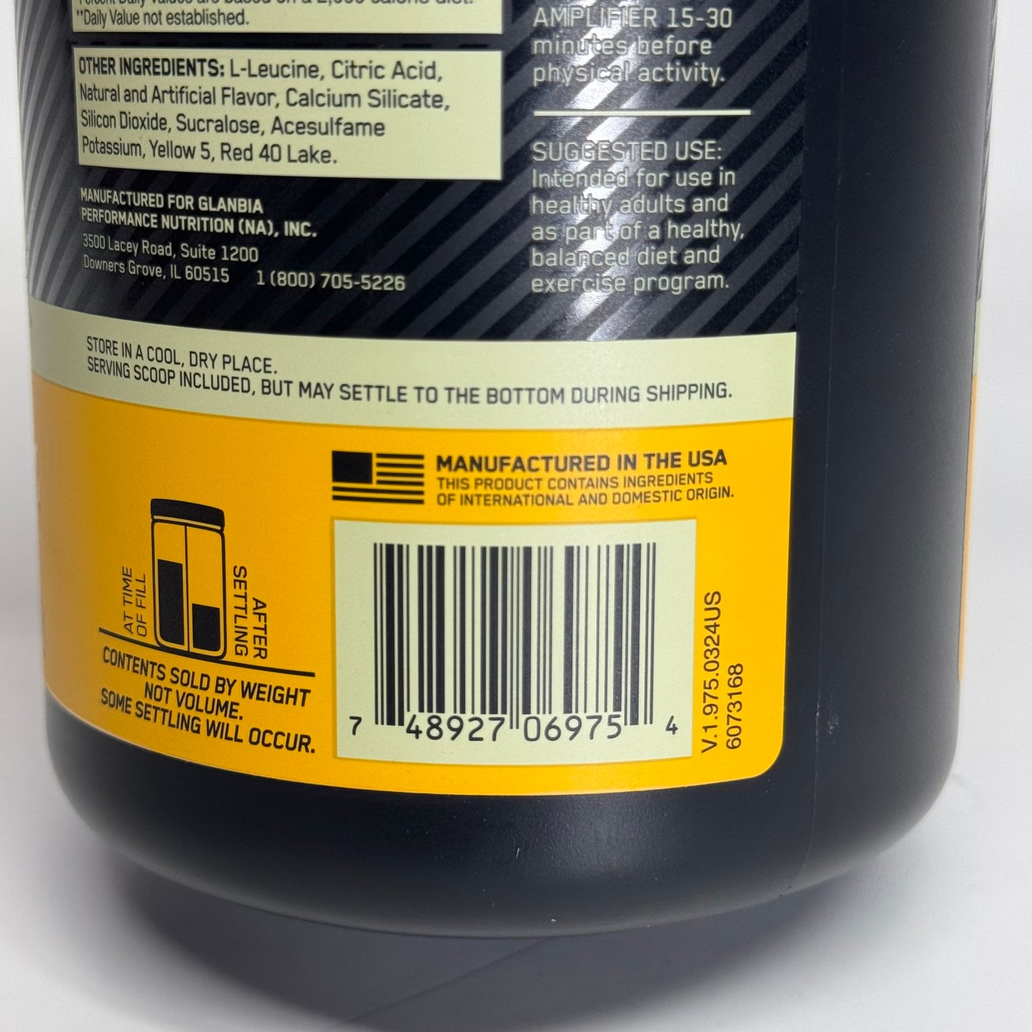 OPTIMUM NUTRITION Pre-Workout Amplifier, Citrus Mango 13.4oz 20 Servings BB 11/26