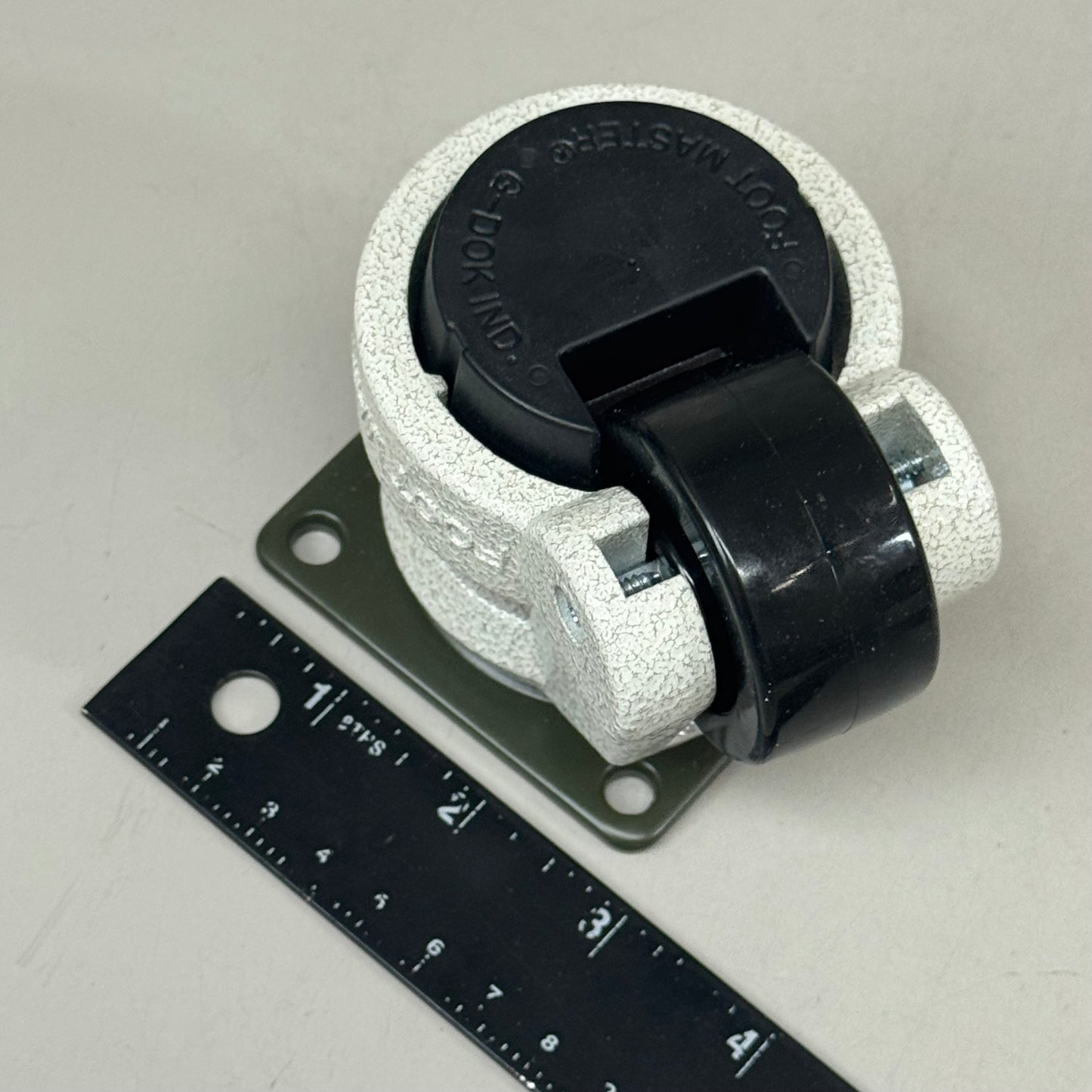 FOOT MASTER (4 Wheels) Plate Caster Mounting Swivel Wheel Set 3 1/4" Mounting HT, 2" Wheel Dia Marble/ Green