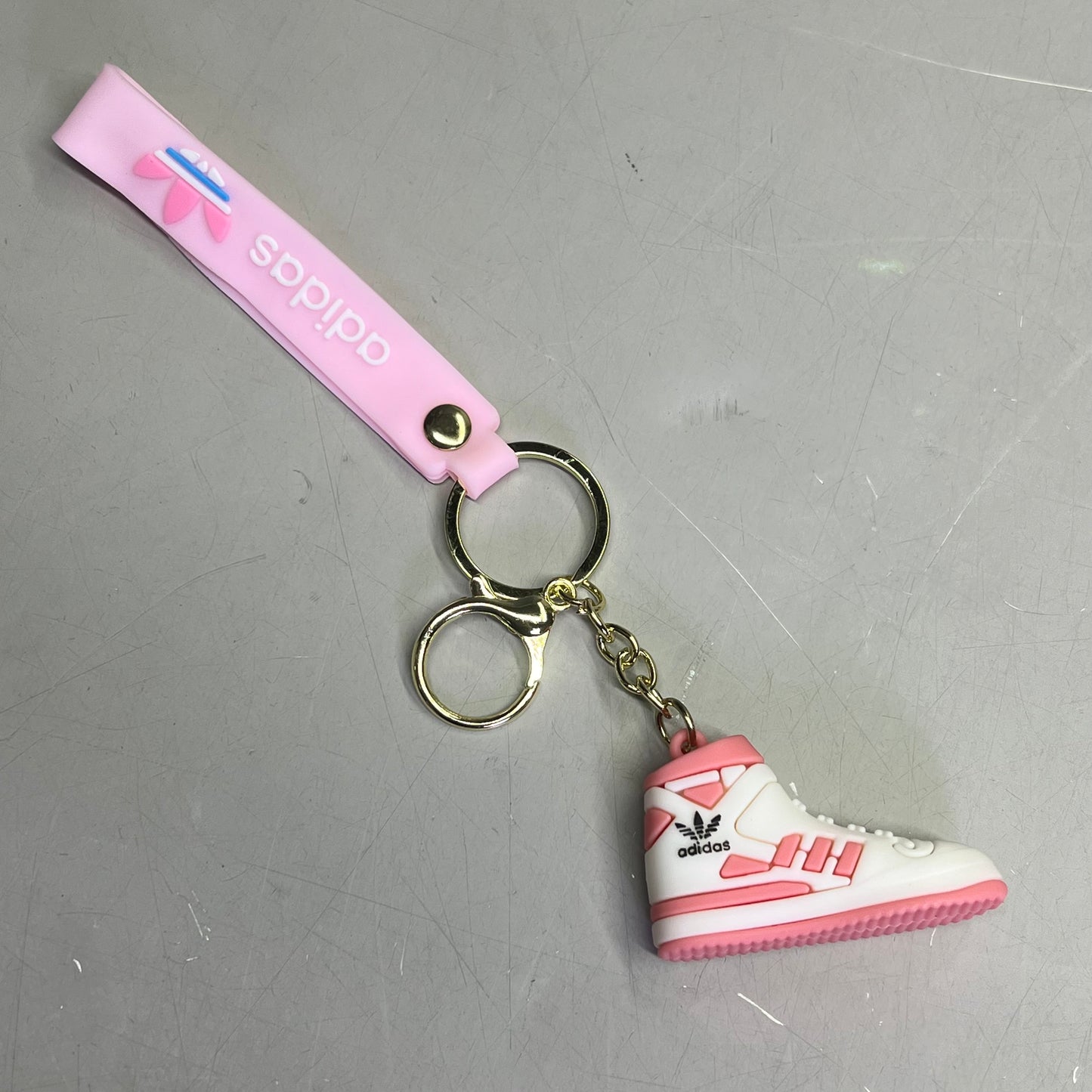 ADIDAS (12 PACK) Assorted Hightop Sneakers Shoe Keychains w/ Wrist Band 7"