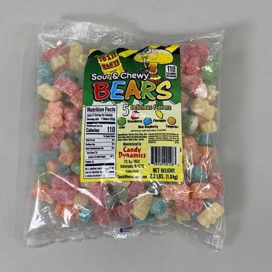 ZA@ TOXIC WASTE (2.2LBS BAG) Sour & Chewy Candy Bears 5 Assorted Flavors BB 03/2024