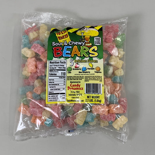 ZA@ TOXIC WASTE (2.2LBS BAG) Sour & Chewy Candy Bears 5 Assorted Flavors BB 03/2024 G