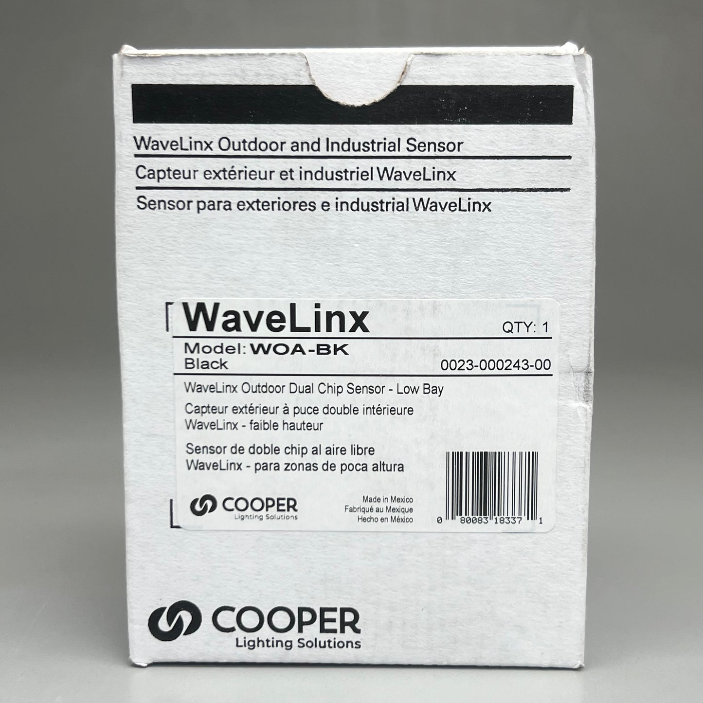 COOPER LIGHTING SOLUTIONS WaveLinx Outdoor & Industrial Sensor WOA-BK Black