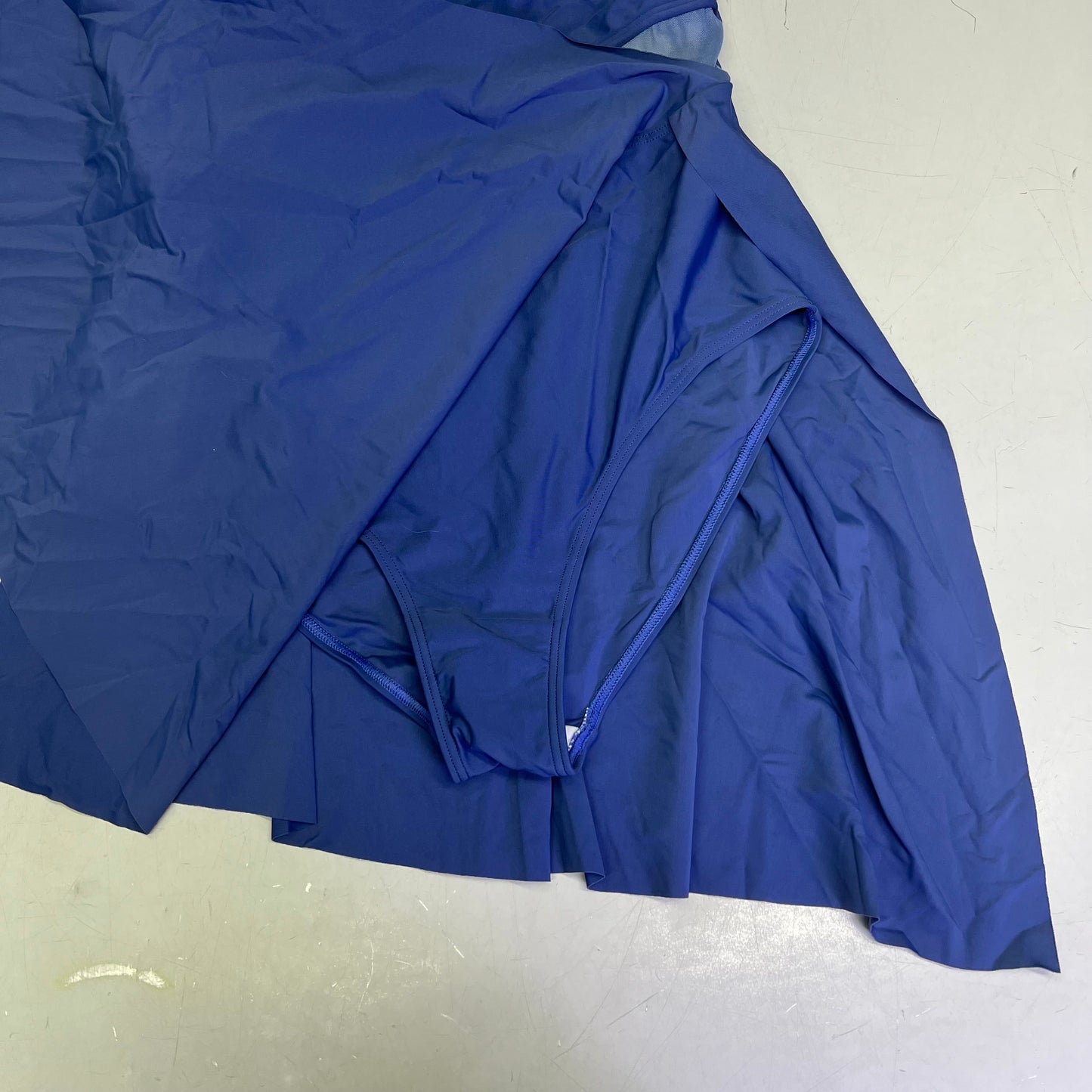 CHARMO One Piece Side Tie Dress W/ Mesh Cut Out Swimsuit Women's Sz L Blue