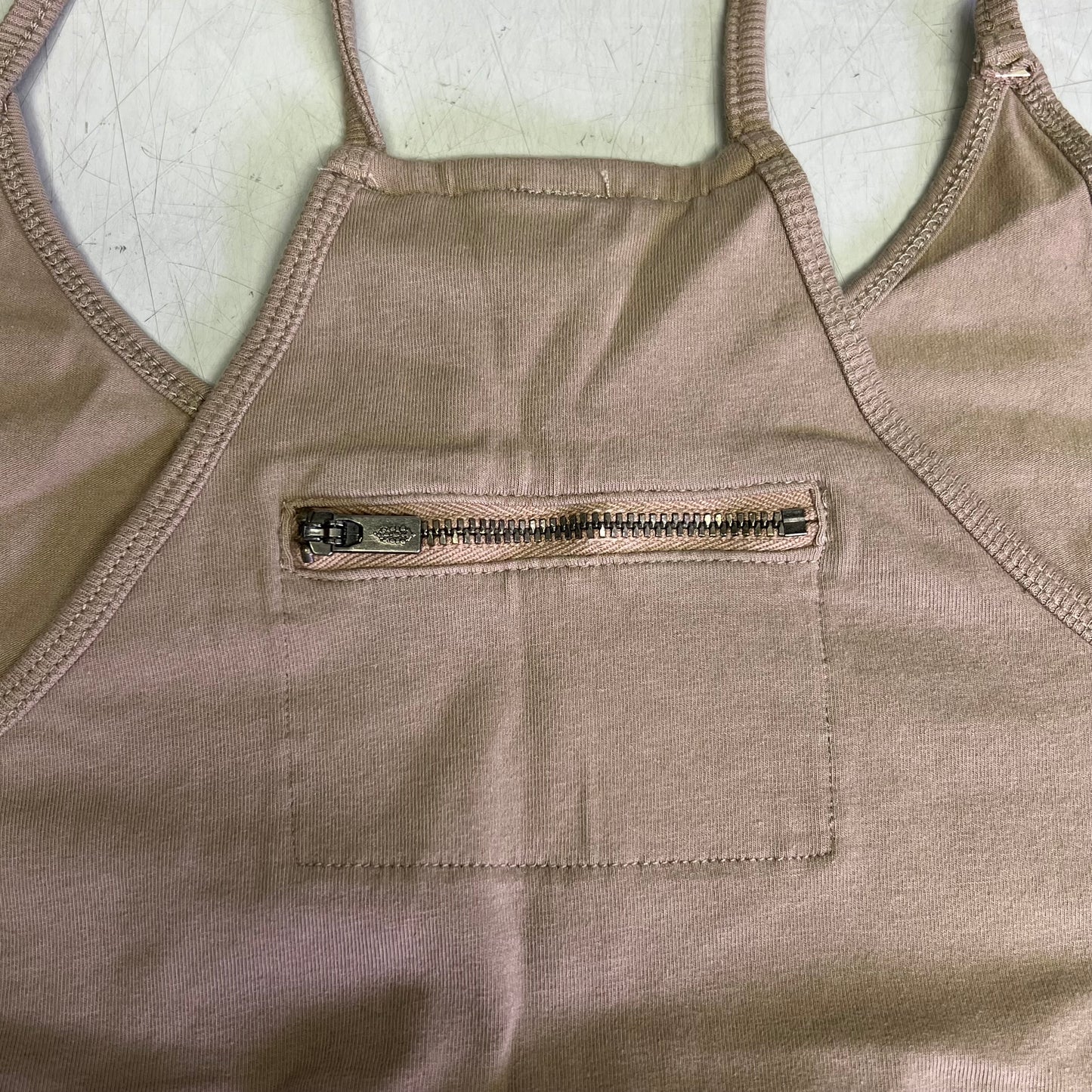 FREE PEOPLE Hot Shot Onesie Relaxed Fit Women's Sz L Mocha Latte 80029523