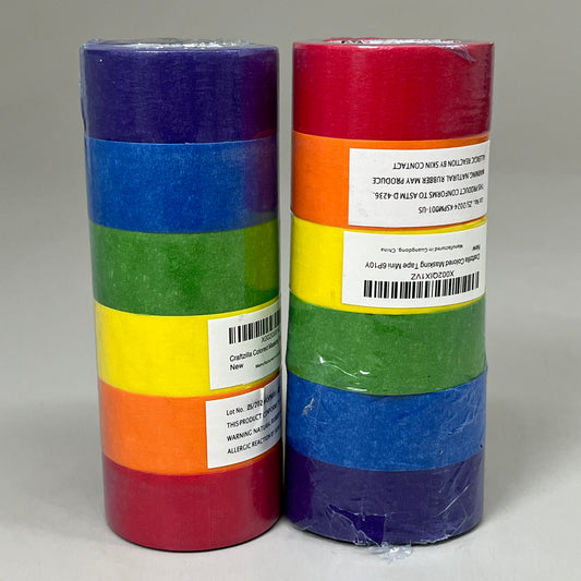 ZA@ CRAFTZILLA (2 PACK, 6 ROLLS EACH) Masking Tape Bright Multicolor 10 Yds x 1" W As-is