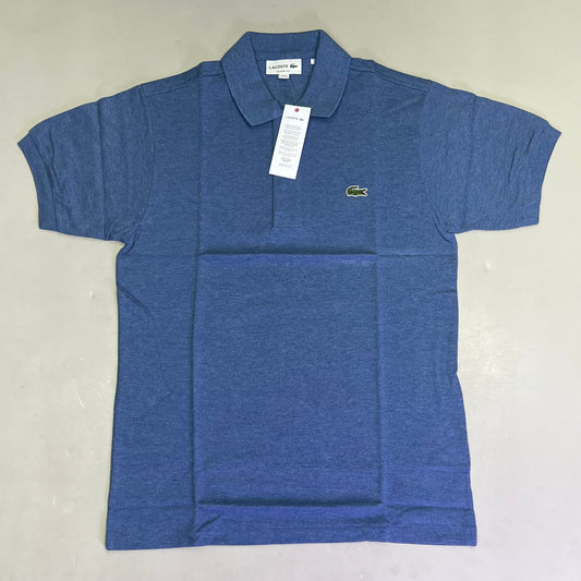 LACOSTE Classic Fit L.12.12 Heather Polo Ribbed Colar Men's Sz XS-2 Blue Chine