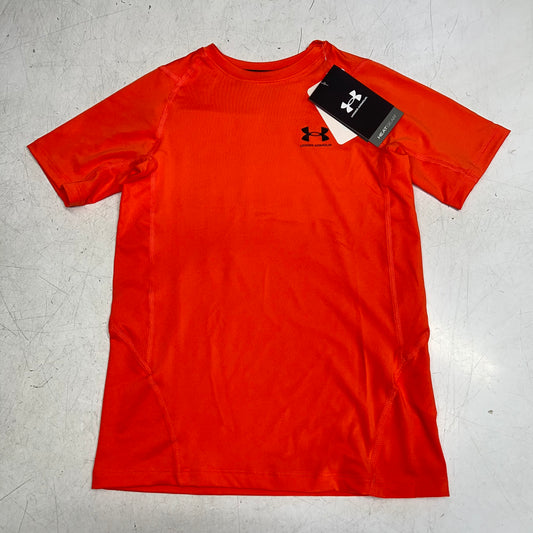 UNDER ARMOUR  Heat Gear Fabric Short Sleeve Shirt Boys Sz J-M Venom Red 1361723