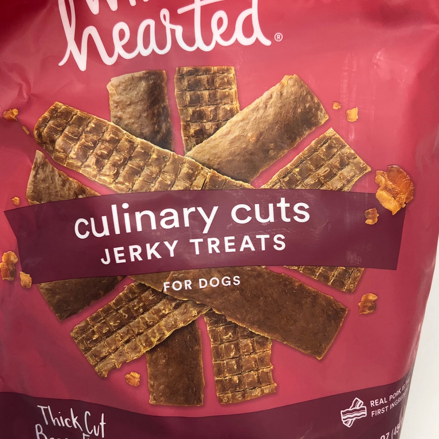 WHOLE HEARTED Culinary Cuts Jerky Treats Thick Cut Bacon Flavor 16 Oz BB 10/27