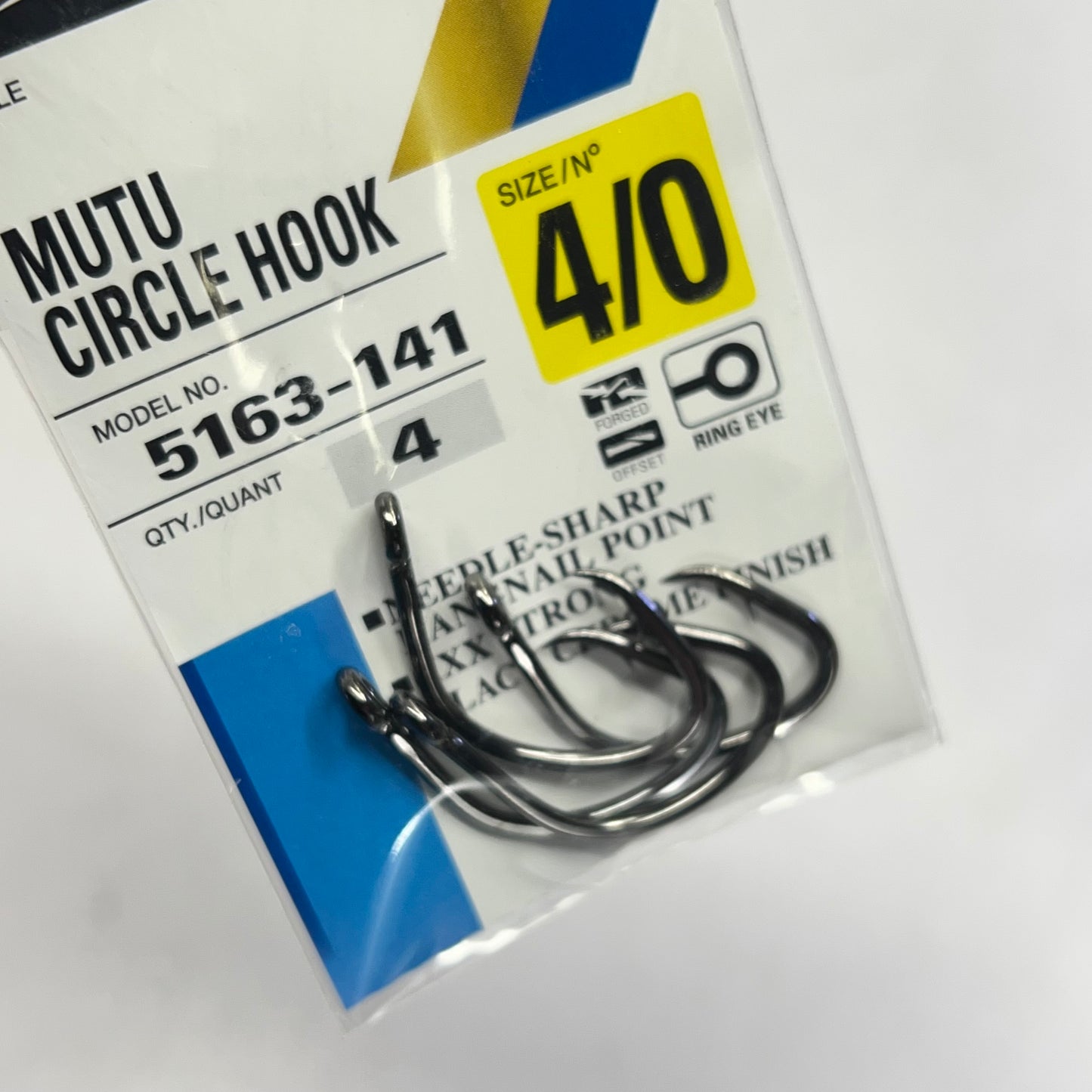 OWNER (4 PACK, 4 EACH) Mutu Circle Hooks Ring Eye XXX Strong 4/0 Black 5163-141