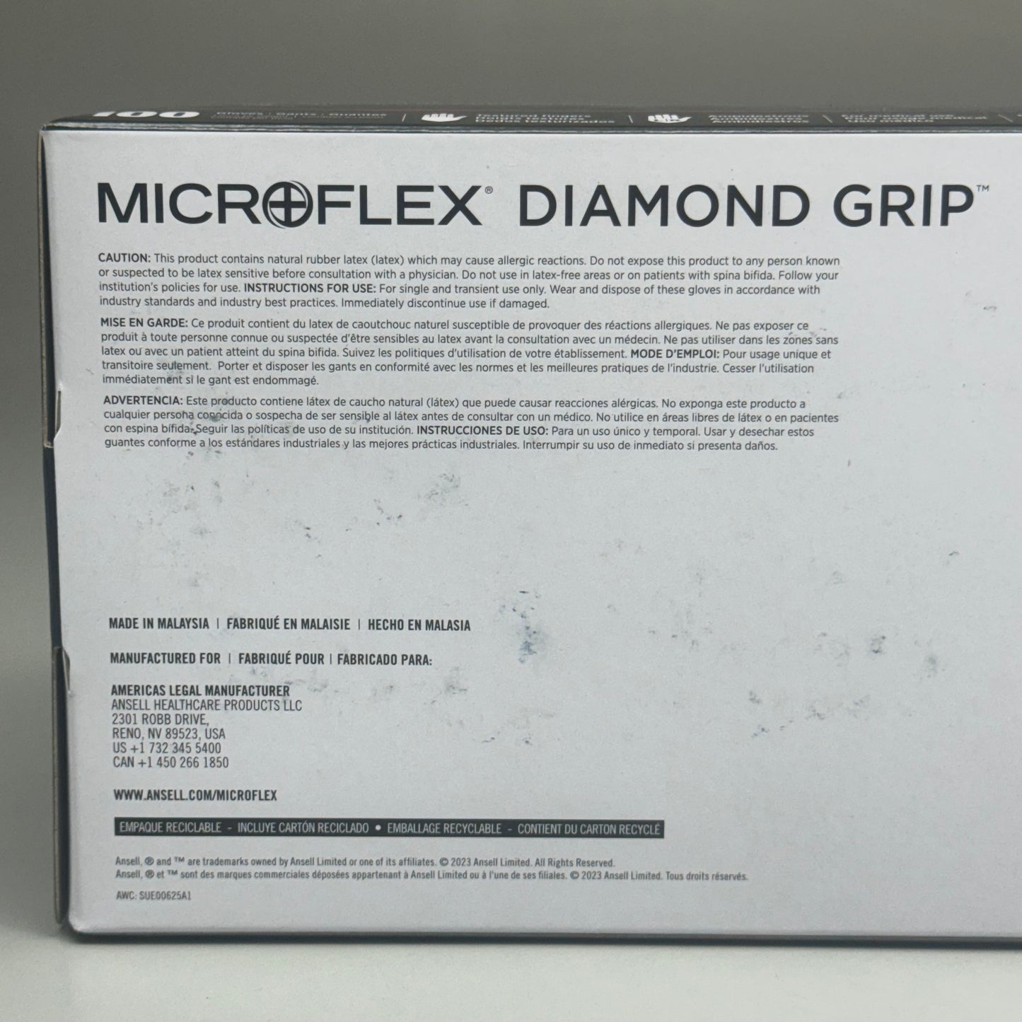 MICROFLEX (100 Pack) Diamond Grip Latex Disposable Gloves Size: L MF-300-L