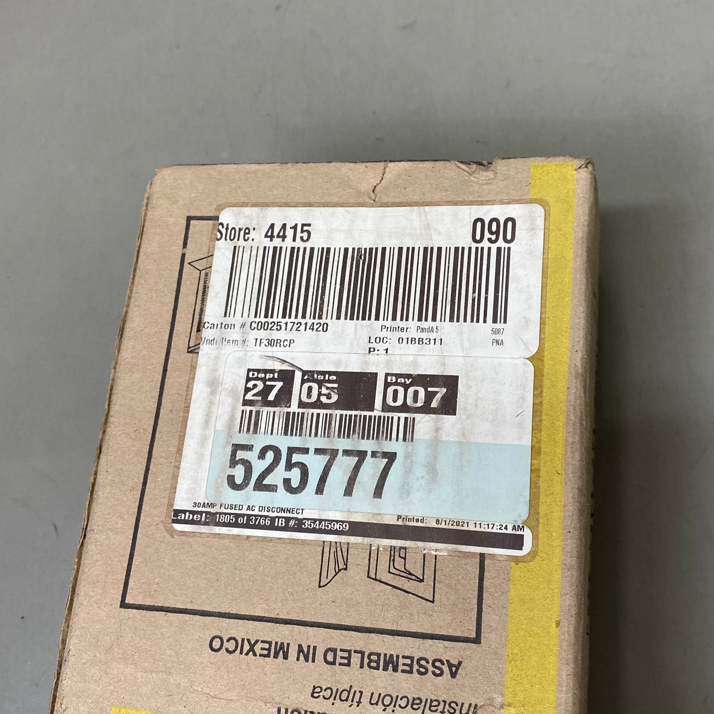 ENERGY INDUSTRIAL SOLUTIONS Air Conditioner Disconnect 9.75"x5.5"x3.75" Grey TF30RCP