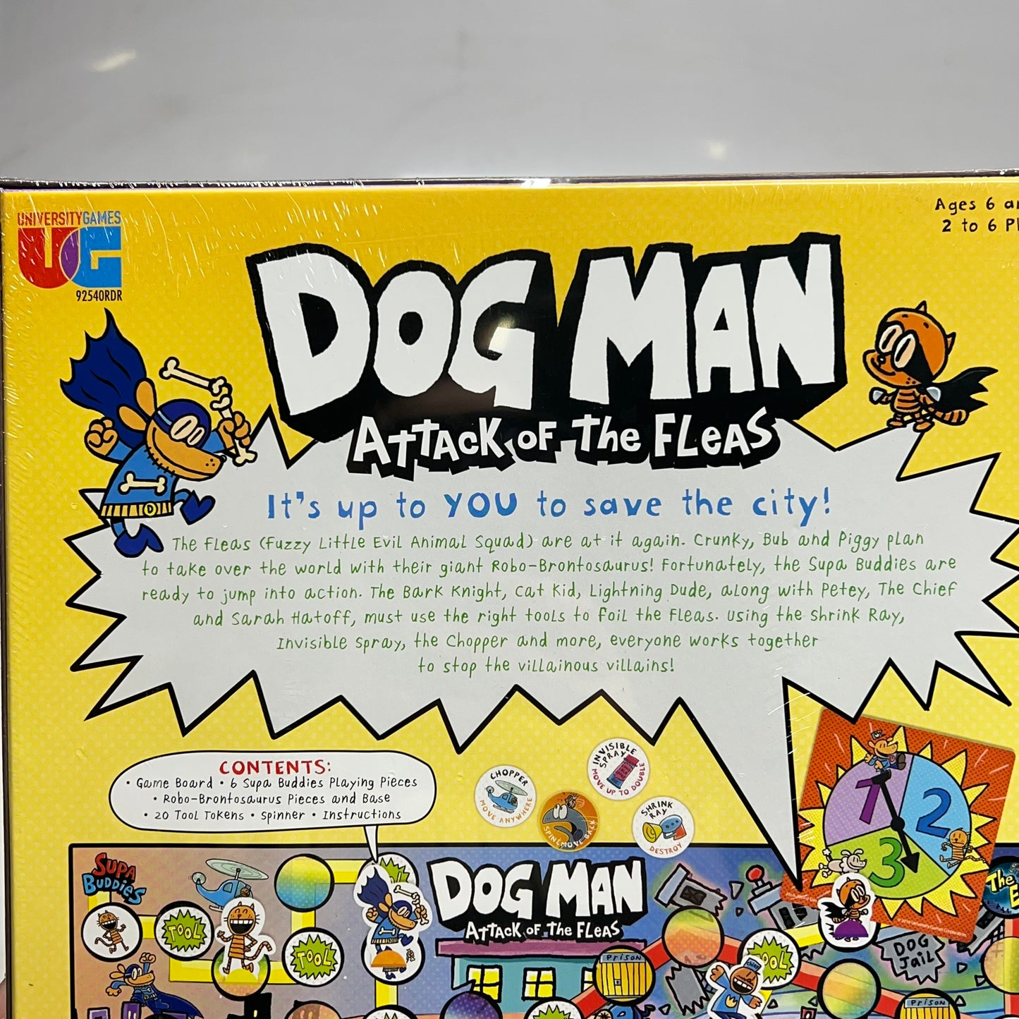 ZA@ UNIVERSITY GAMES Dog Man: Attack of the Fleas Board Game Ages 6 & UP 2-6 Players