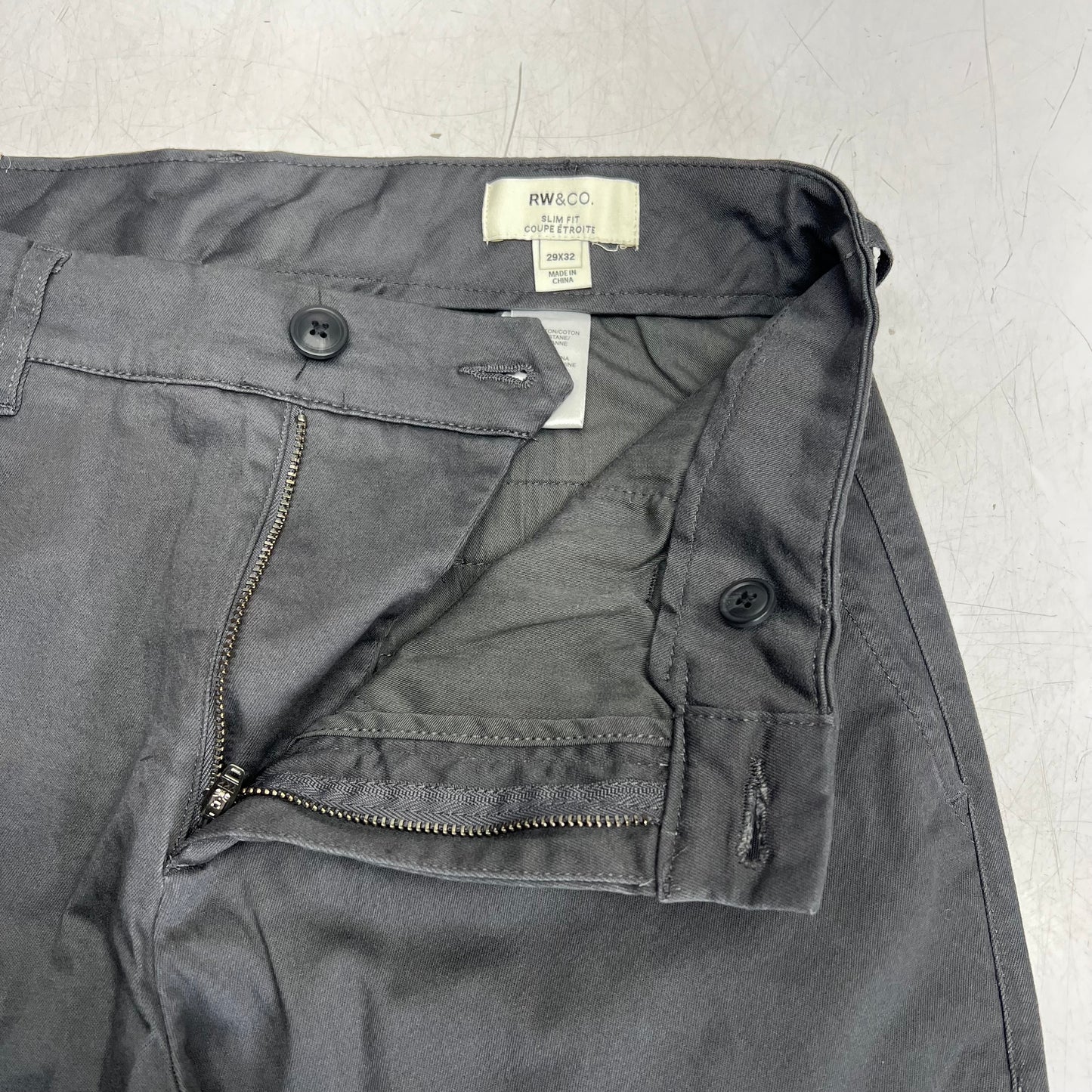 RW & CO Slim-fit Super-stretch Cotton Chino Pant Men's Sz 29x32 Asphalt 486665