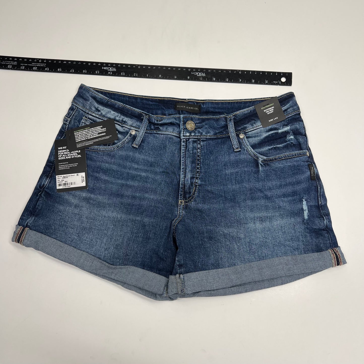 SILVER JEANS Boyfriend Mid Short 5-pocket Women's Sz 30/4.5 Indigo L53608EAF242