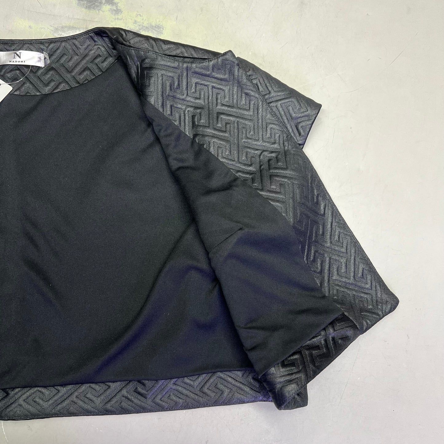 NATORI Textured Quilted Vest Maze Short Sleeve Cardigan Women's Sz XL Black