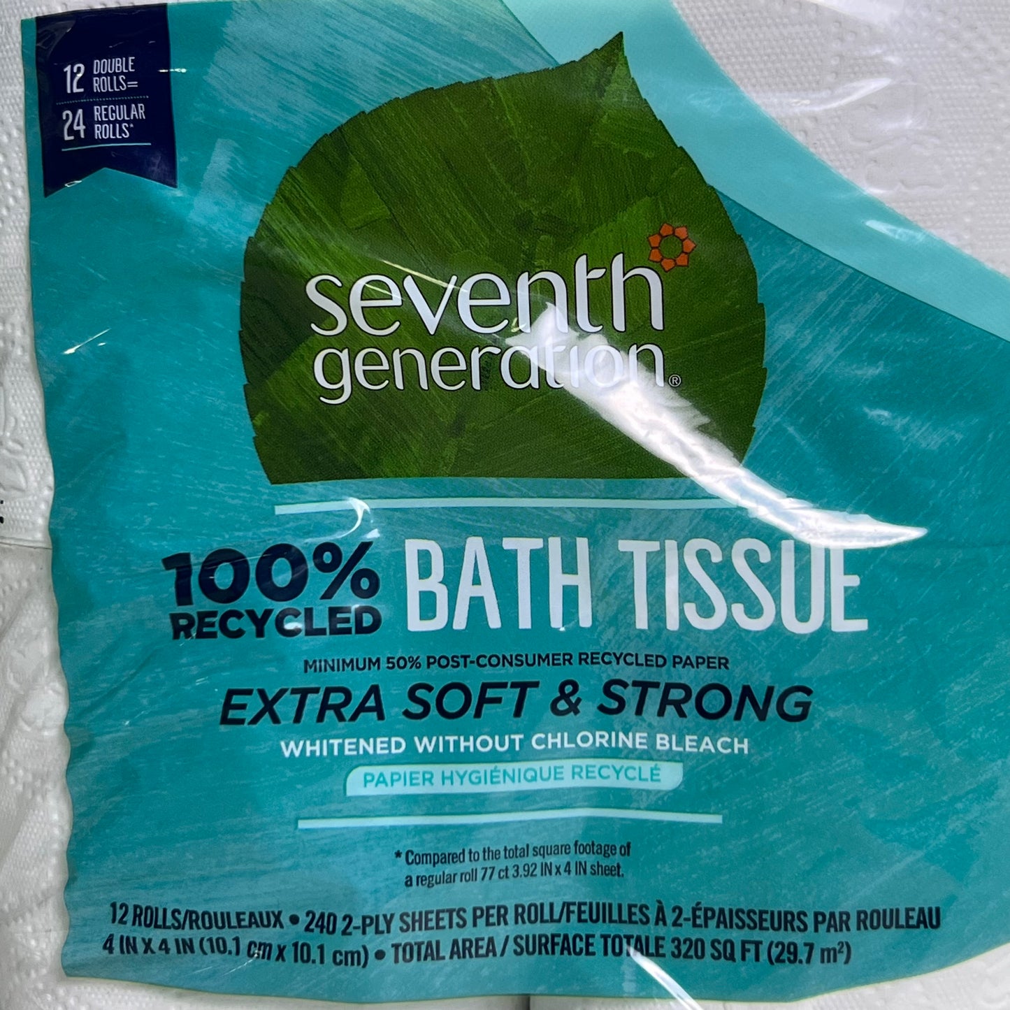 SEVENTH GENERATION (4 Pack) Bath Tissue Extra Soft & Strong 12 Rolls in Each